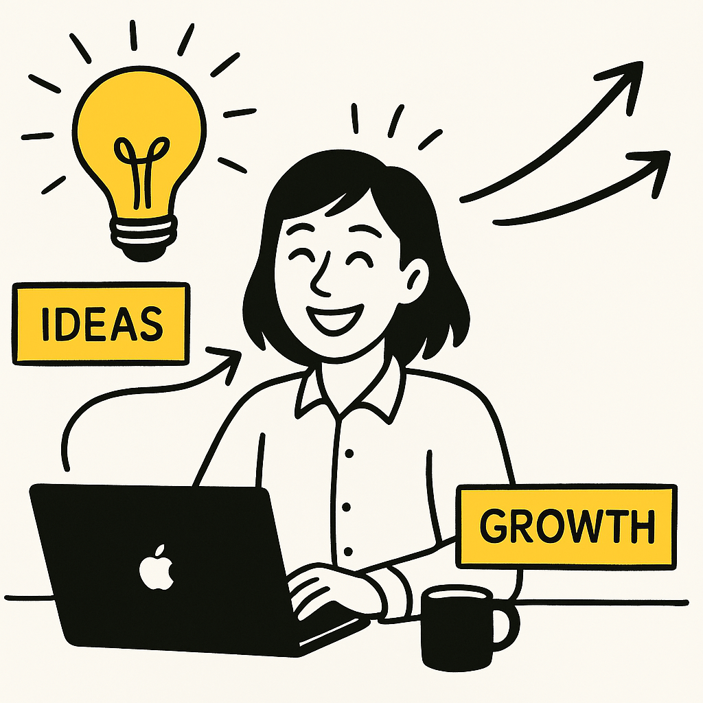 Persona con ideas y crecimiento