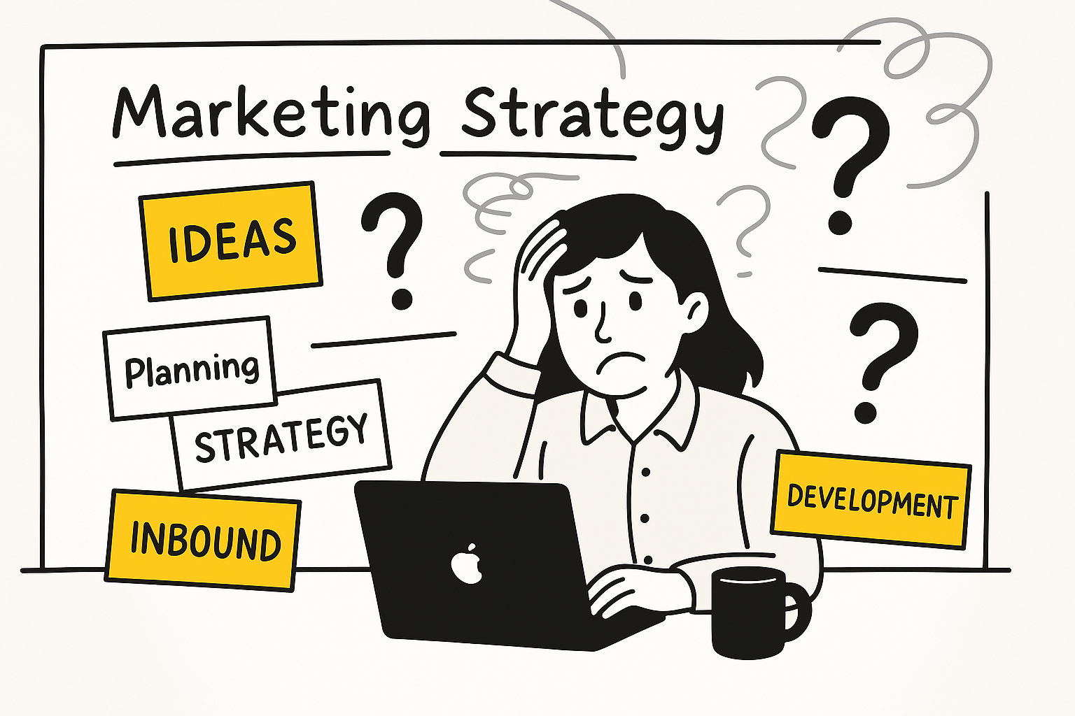 Persona confundida con estrategia de marketing